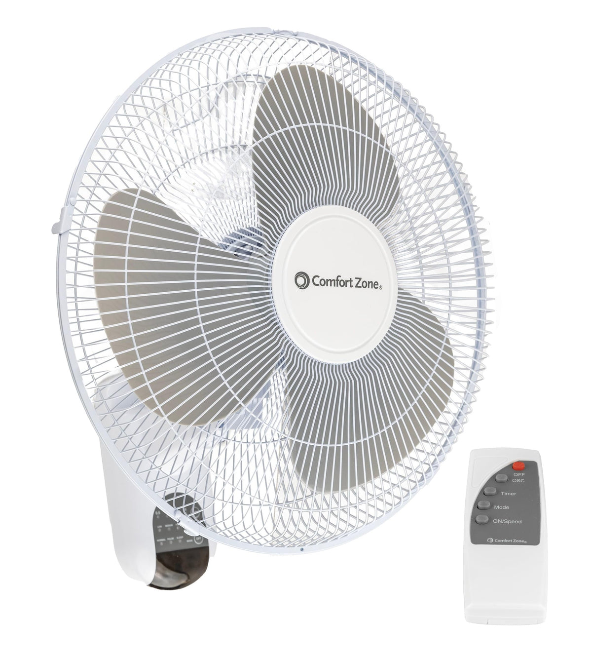 CCC COMFORT ZONE ventilador montado en pared mostrando diseño y ahorro de espacio