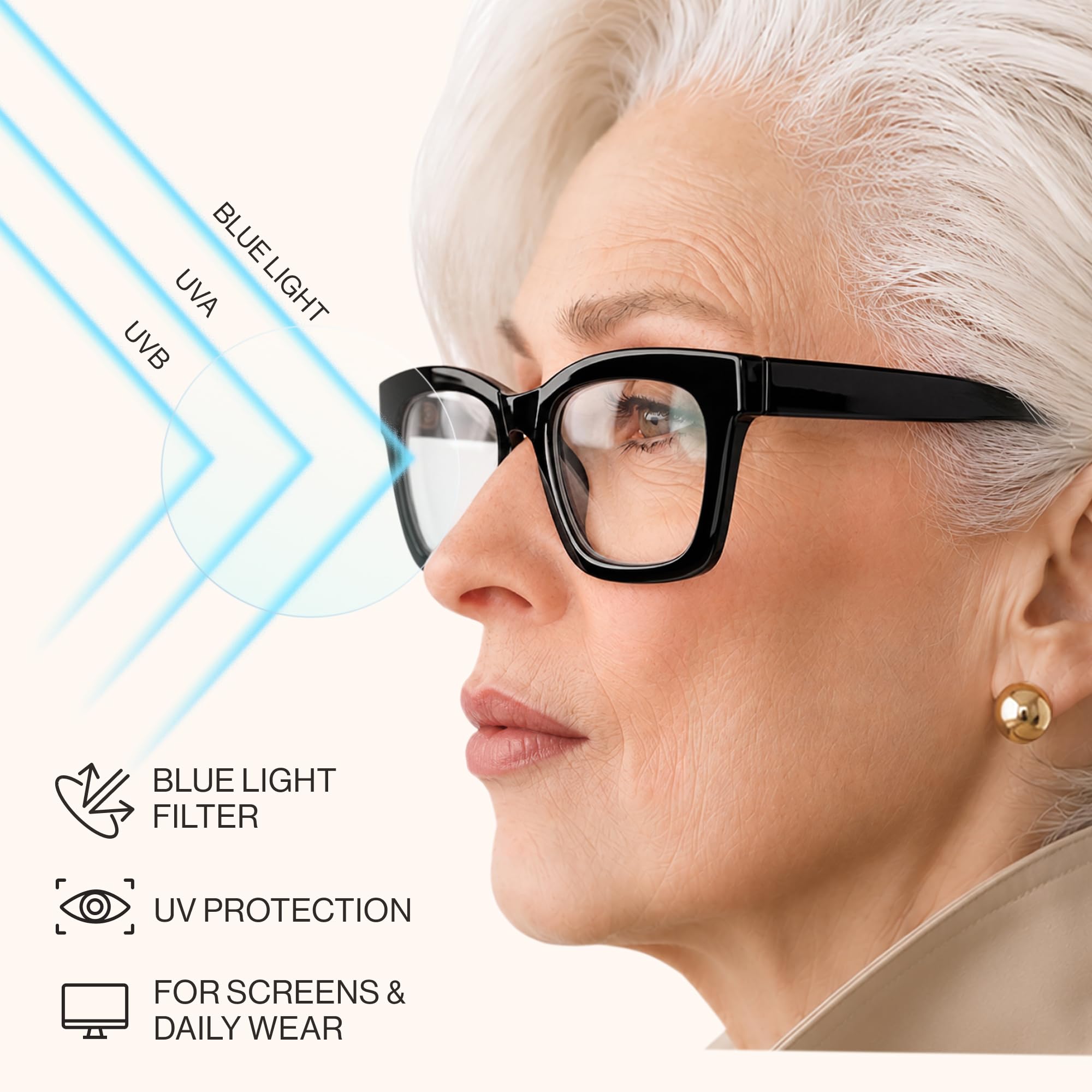 CCVOO mujer leyendo libro con gafas 1.5 para mayor claridad cercana