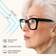 CCVOO mujer leyendo libro con gafas 1.5 para mayor claridad cercana