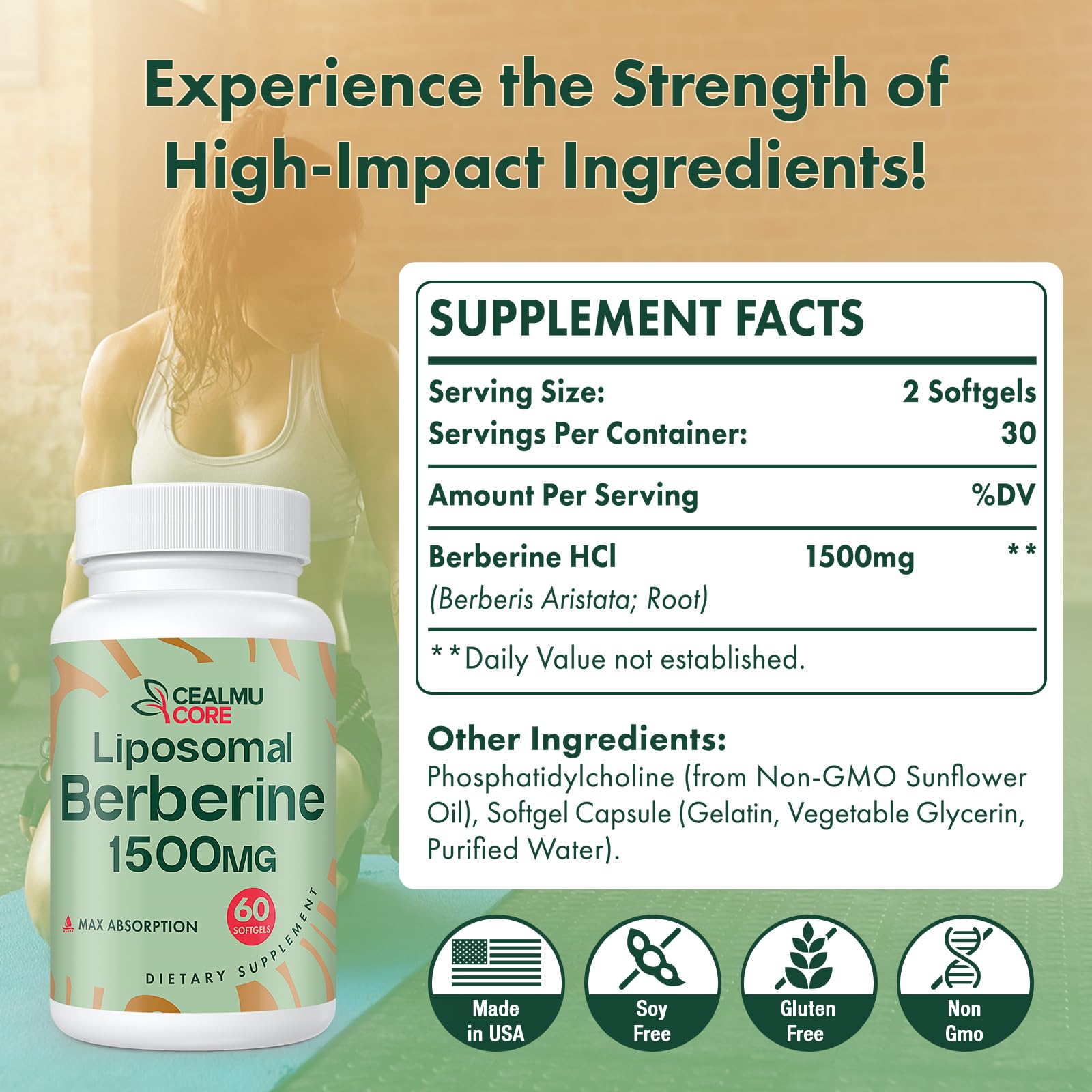 CEALMU CORE etiqueta nutricional enfocada en ingredientes y pruebas de calidad