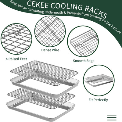 CEKEE pan and rack in oven with even browning illustrating consistent heat distribution benefit