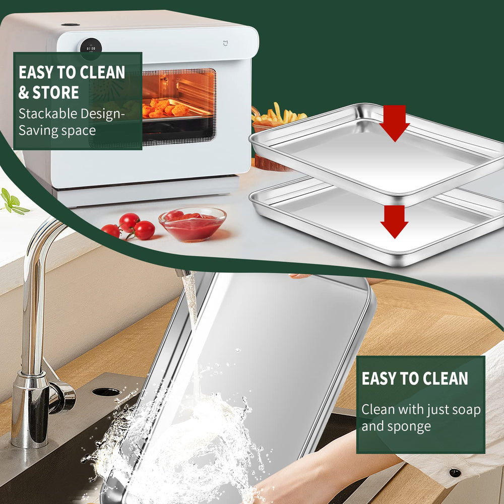 CEKEE pans stacked in cabinet demonstrating space-saving storage advantage