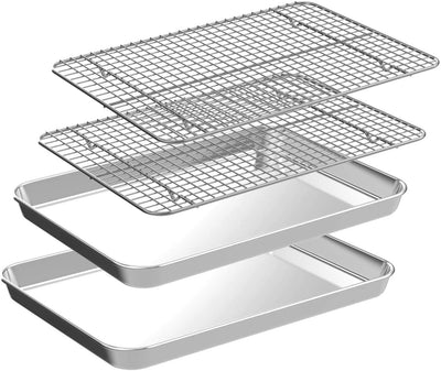CEKEE quarter sheet pan front view showing full baking surface and polished finish, durable benefit