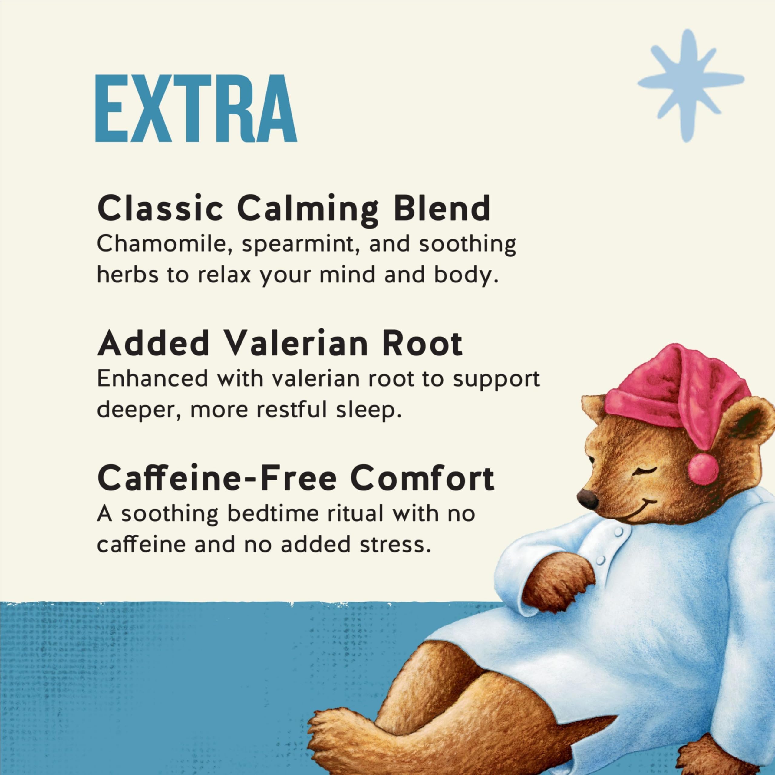 Celestial Seasonings ingredientes secos sobre mesa destacando valeriana y manzanilla