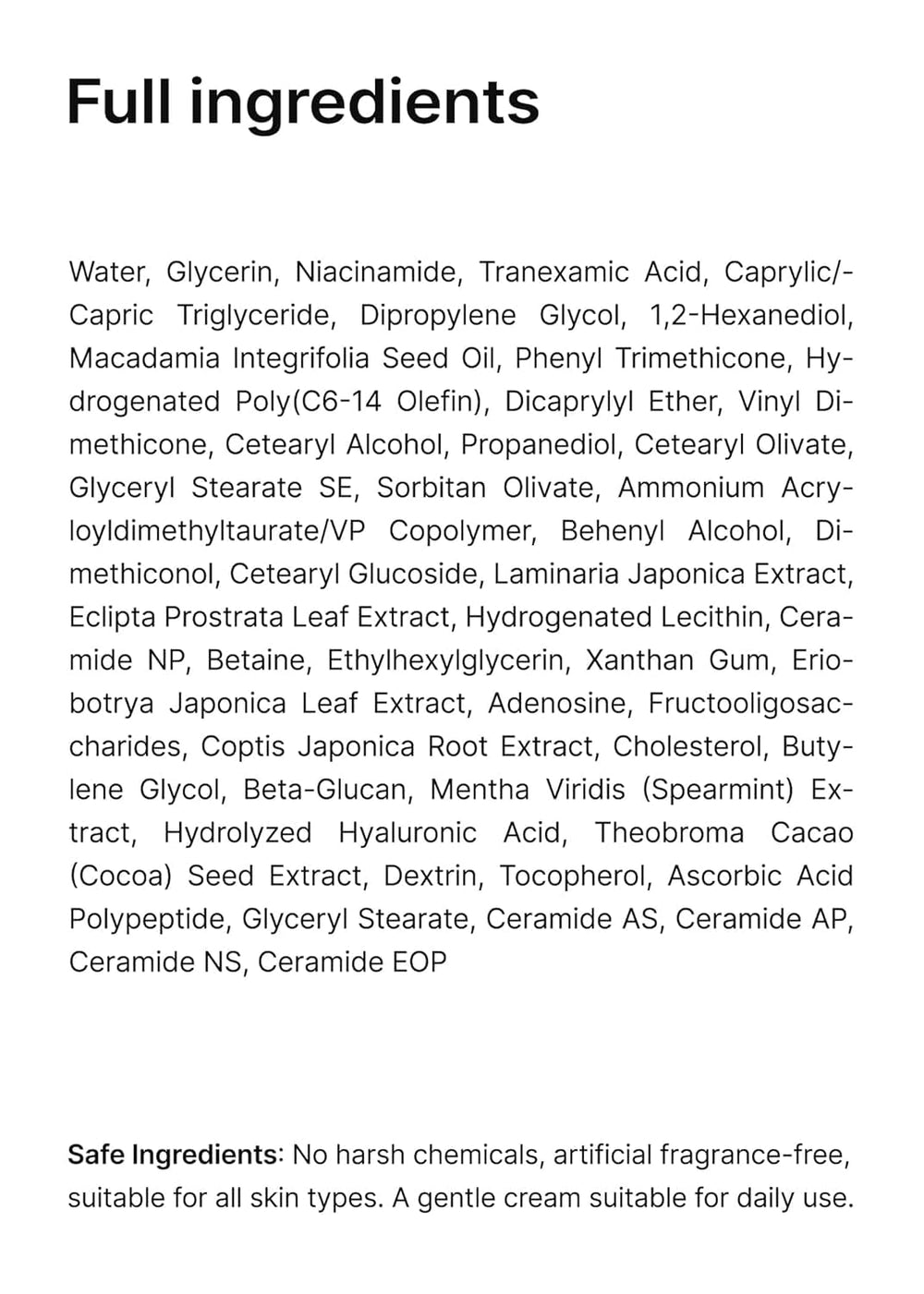 celimax etiqueta con ingredientes y porcentajes para transparencia
