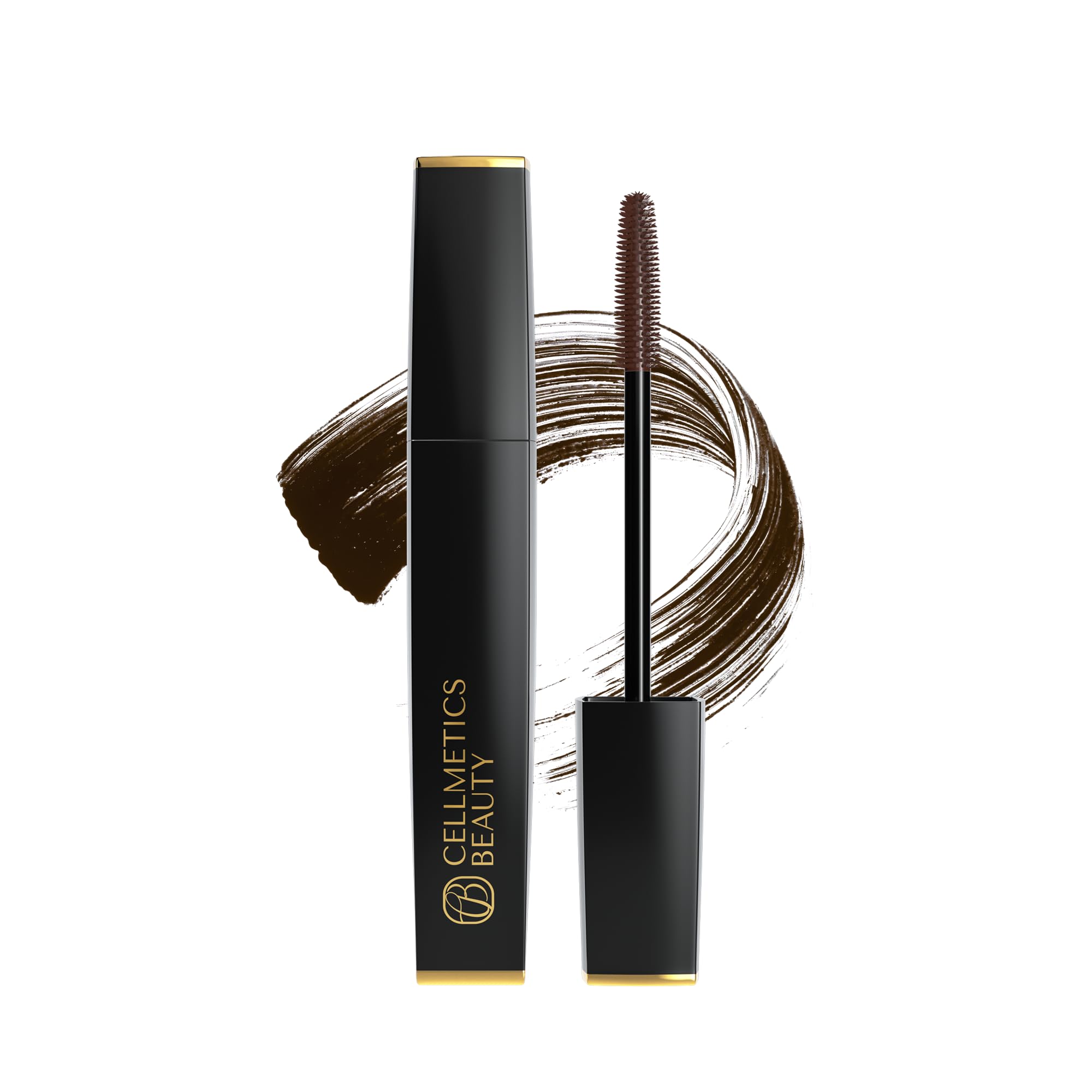 Cellmetics Mascara front packaging brown shows product and gentle formula benefit