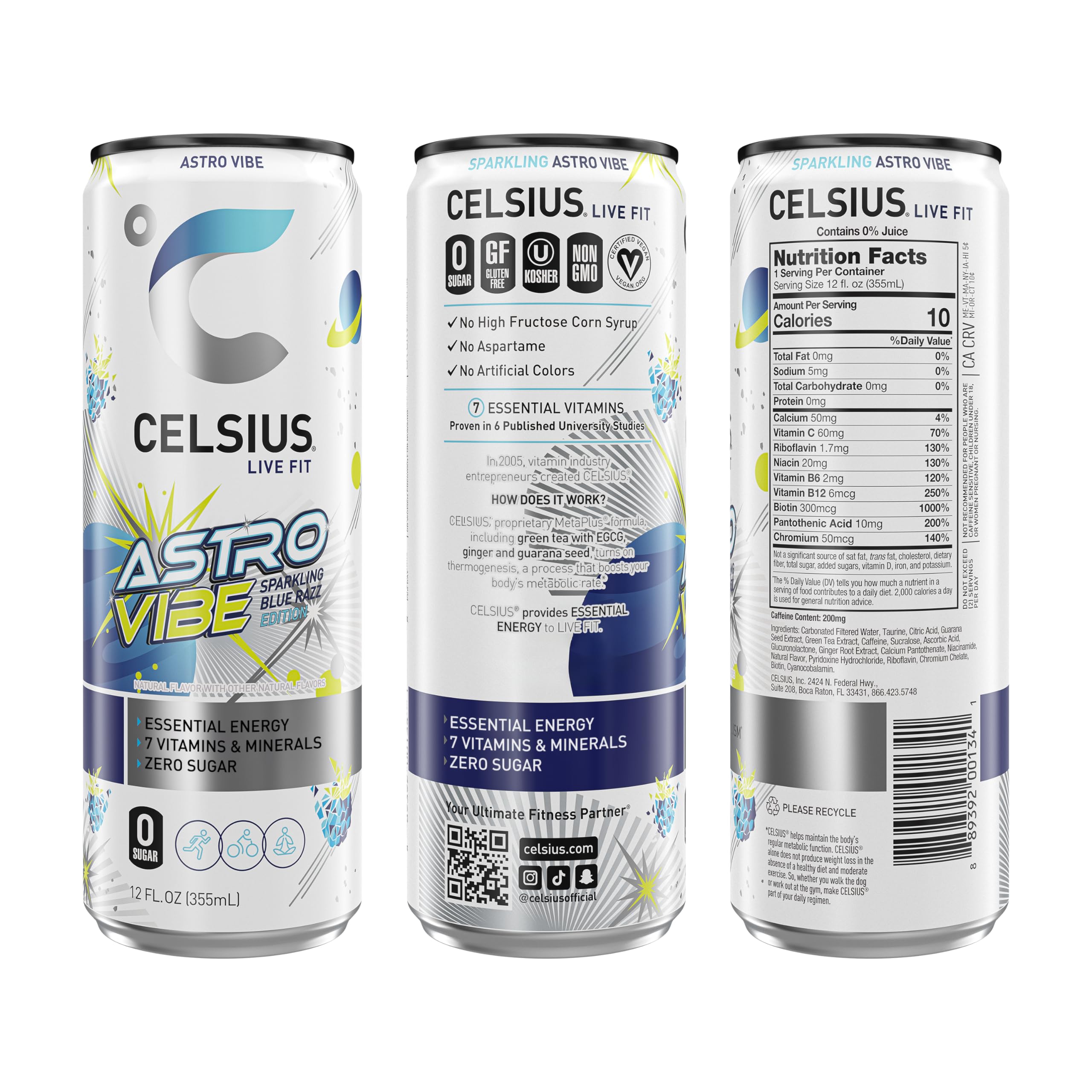 CELSIUS detalle de lata mostrando textura y colores vibrantes beneficios estéticos