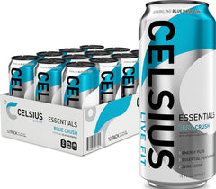 CELSIUS lata frontal mostrando marca y diseño, energizante sin azúcar