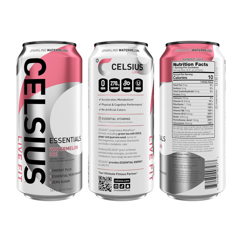 CELSIUS close-up label highlighting MetaPlus® formula and ingredient clarity benefit