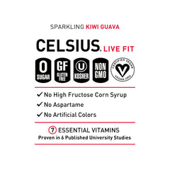 CELSIUS detalle de etiqueta con ingredientes y vitaminas