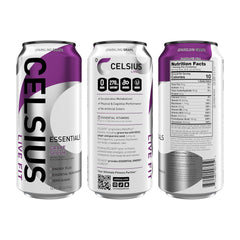 CELSIUS detalle de etiqueta que muestra ingredientes clave