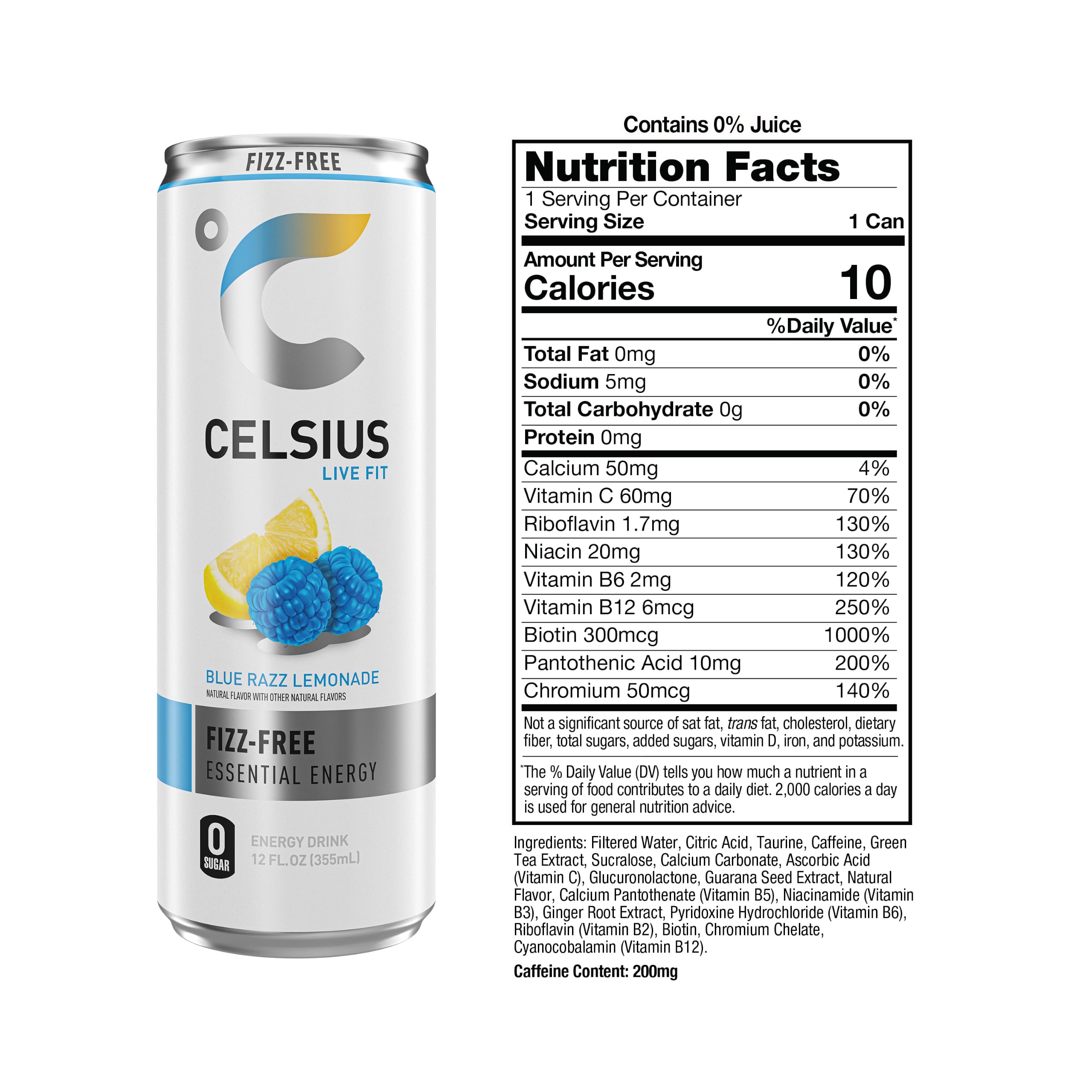 CELSIUS bebida sin gas color frutal mostrando textura y aspecto apetecible