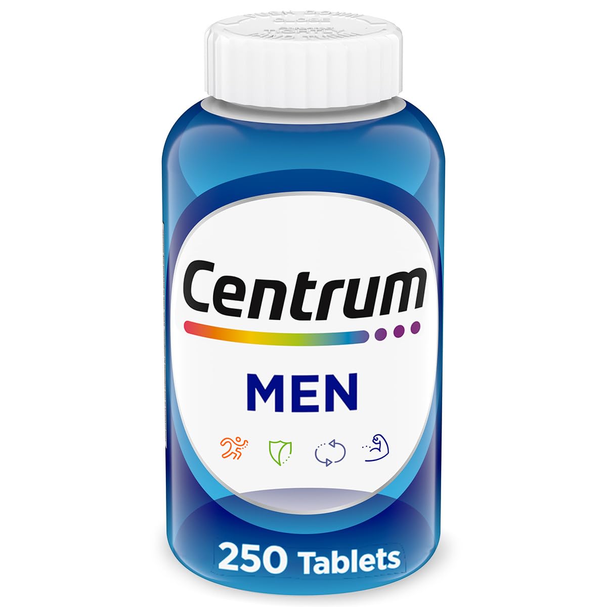 Centrum frasco 250 tabletas vista frontal con suministro prolongado