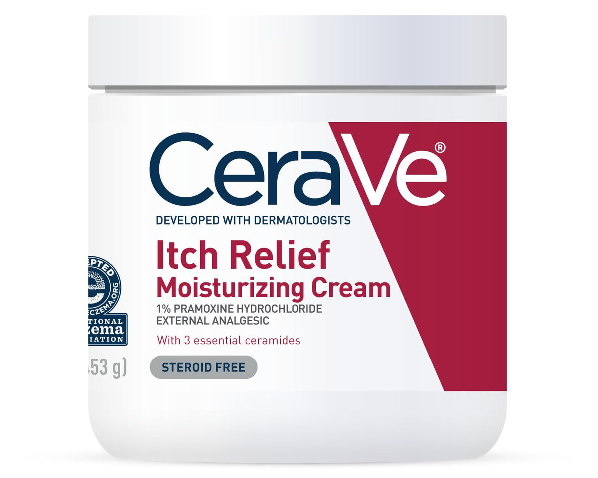 CeraVe envase frontal de la crema alivio picazón mostrando etiqueta clara y beneficios