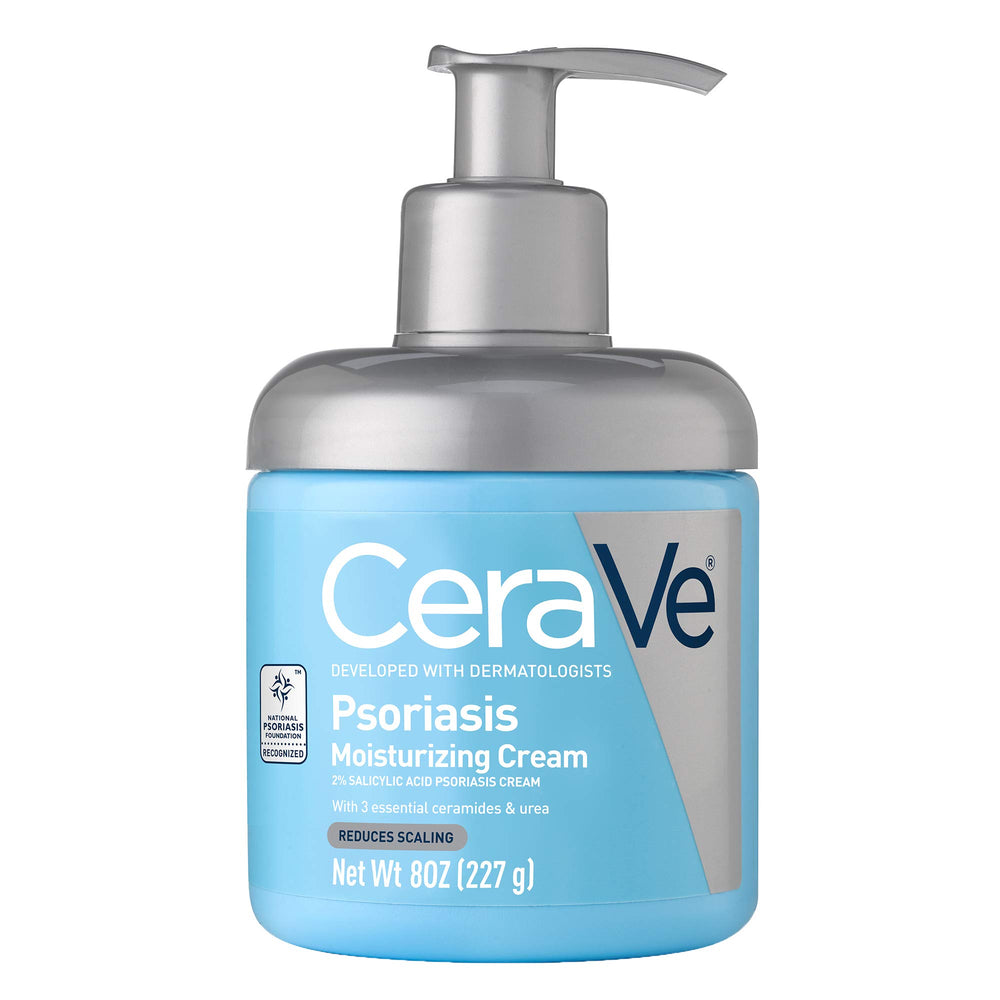 CeraVe crema psoriasis frente mostrando envase y descripción visible