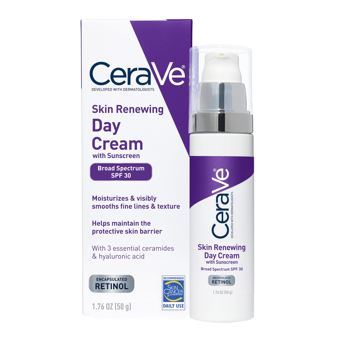CeraVe day cream front packaging showing SPF 30 protection and benefit