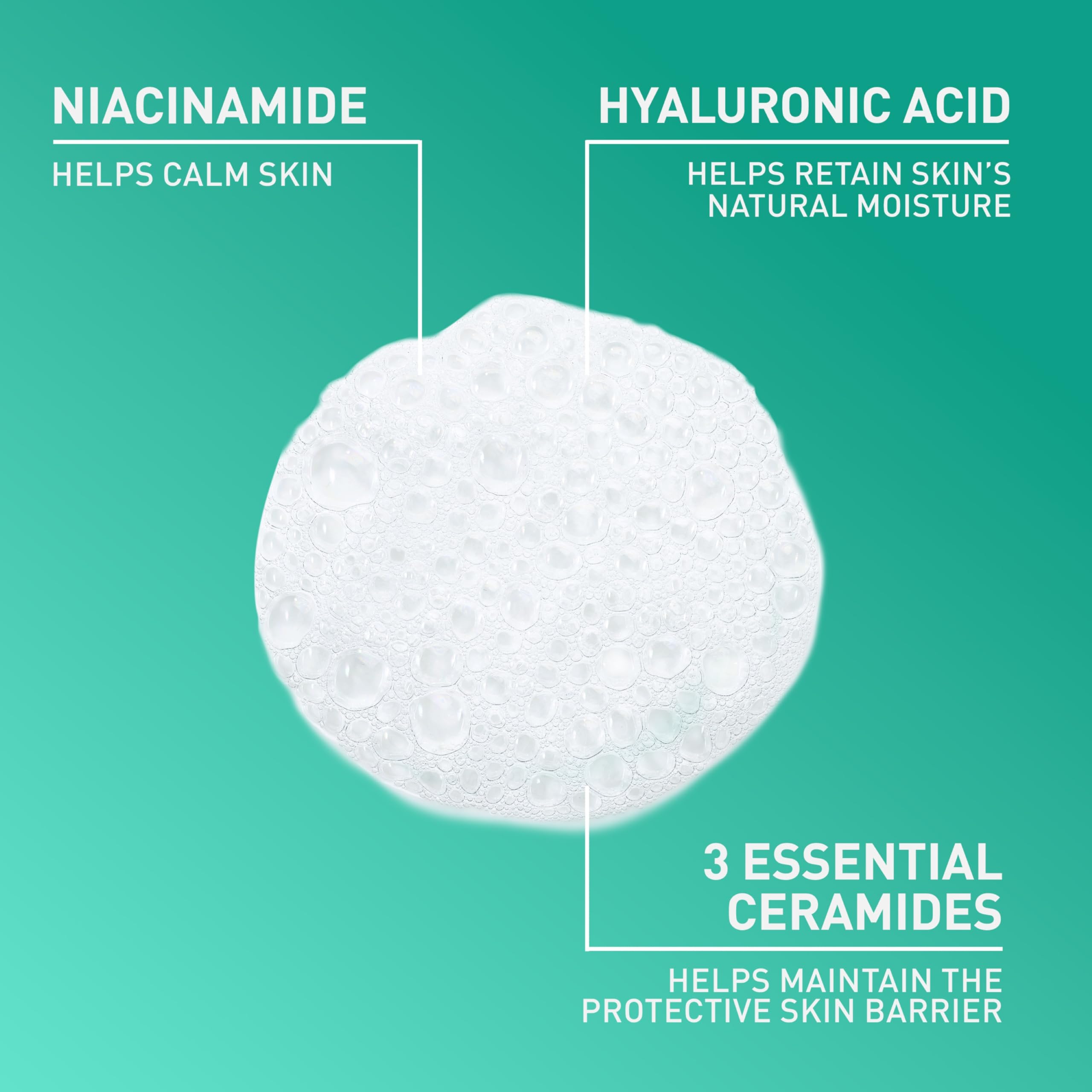 CeraVe espuma en la mano demostrando limpieza y fácil enjuague