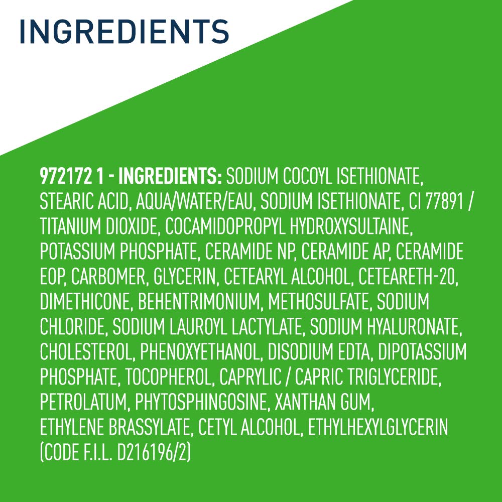 CeraVe etiqueta con ingredientes y beneficios para la piel sensible