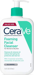 CeraVe botella frontal 16 fl oz mostrando envase y beneficio limpieza eficaz