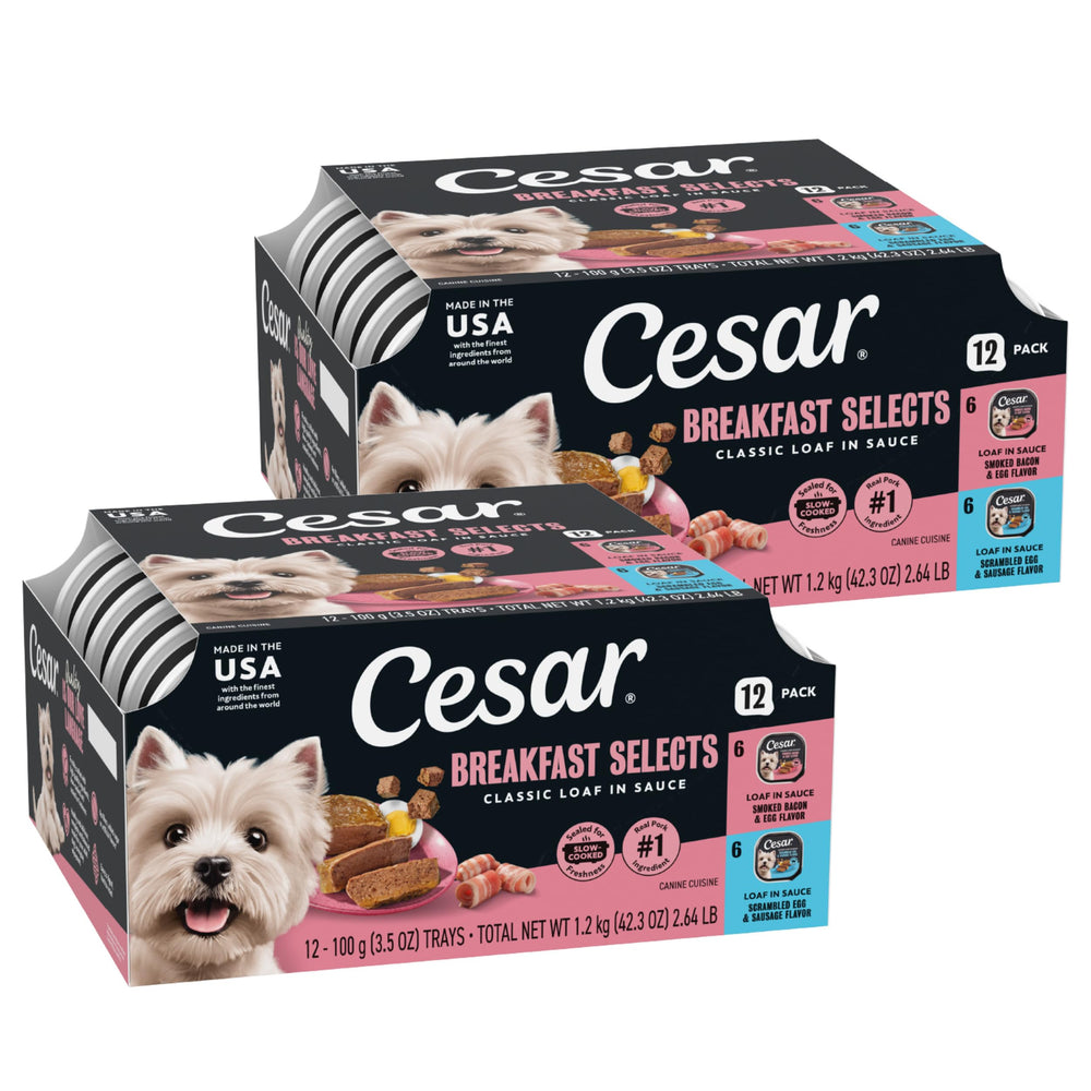 Cesar front packaging showing breakfast loaf trays and benefits
