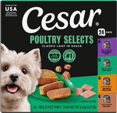 Cesar front packaging showing variety pack and poultry focus for easy selection