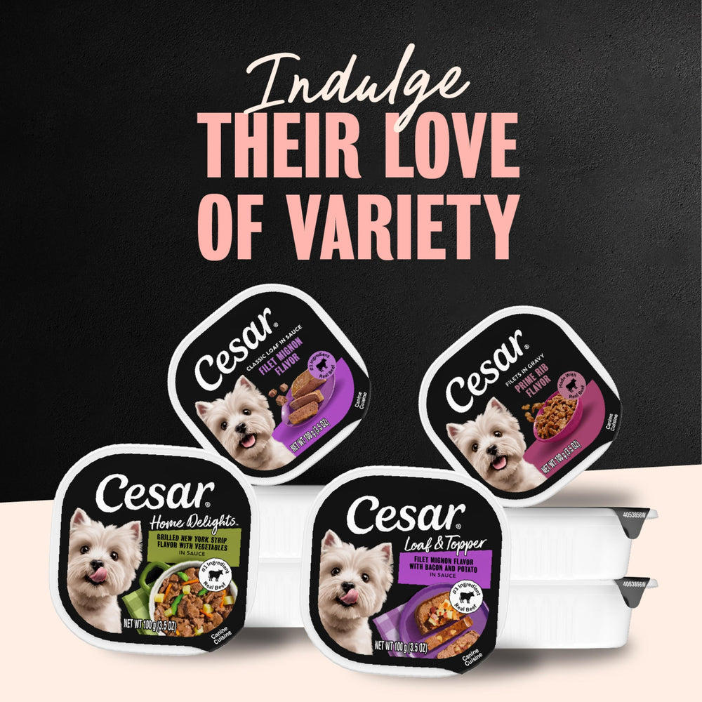 Cesar product label and ingredients view highlighting high-quality protein and transparency benefit