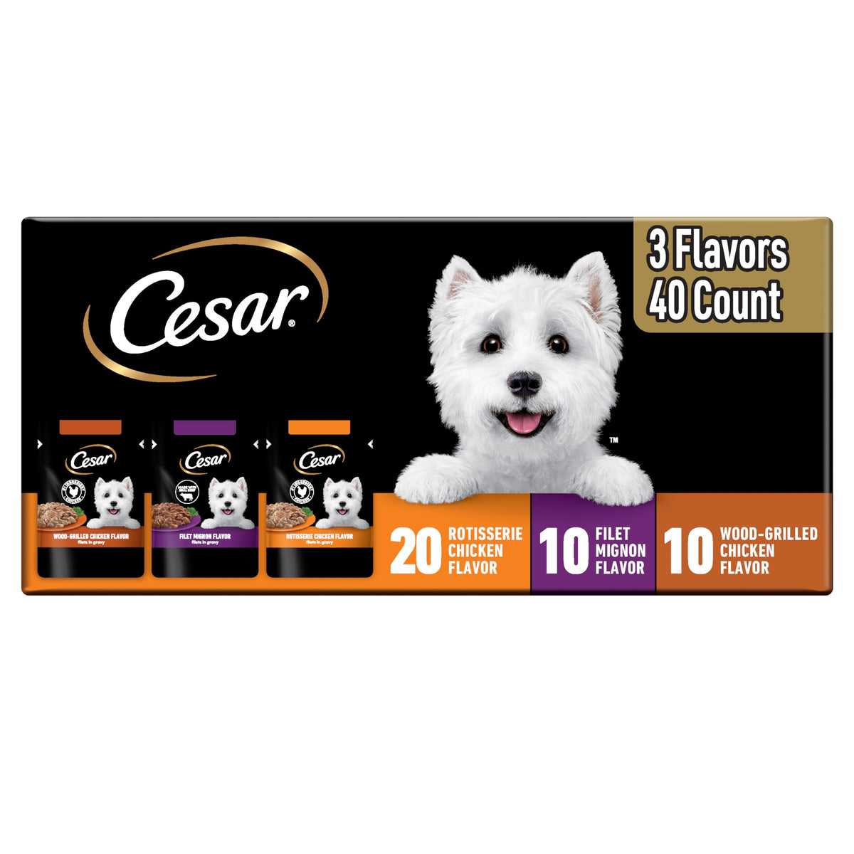 Cesar sobre frontal del pack mostrando presentación y porciones