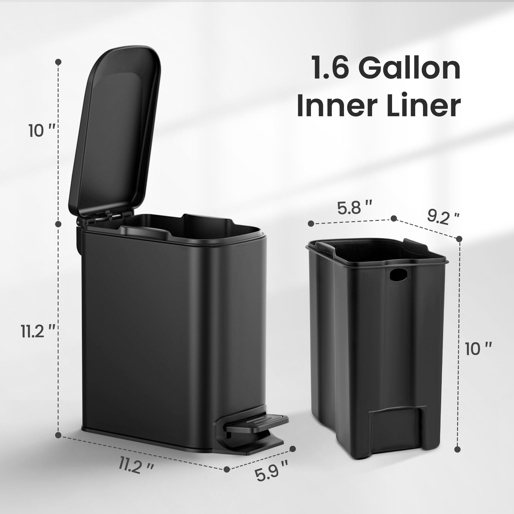 Cesun inner bucket removed for quick emptying and easy cleaning