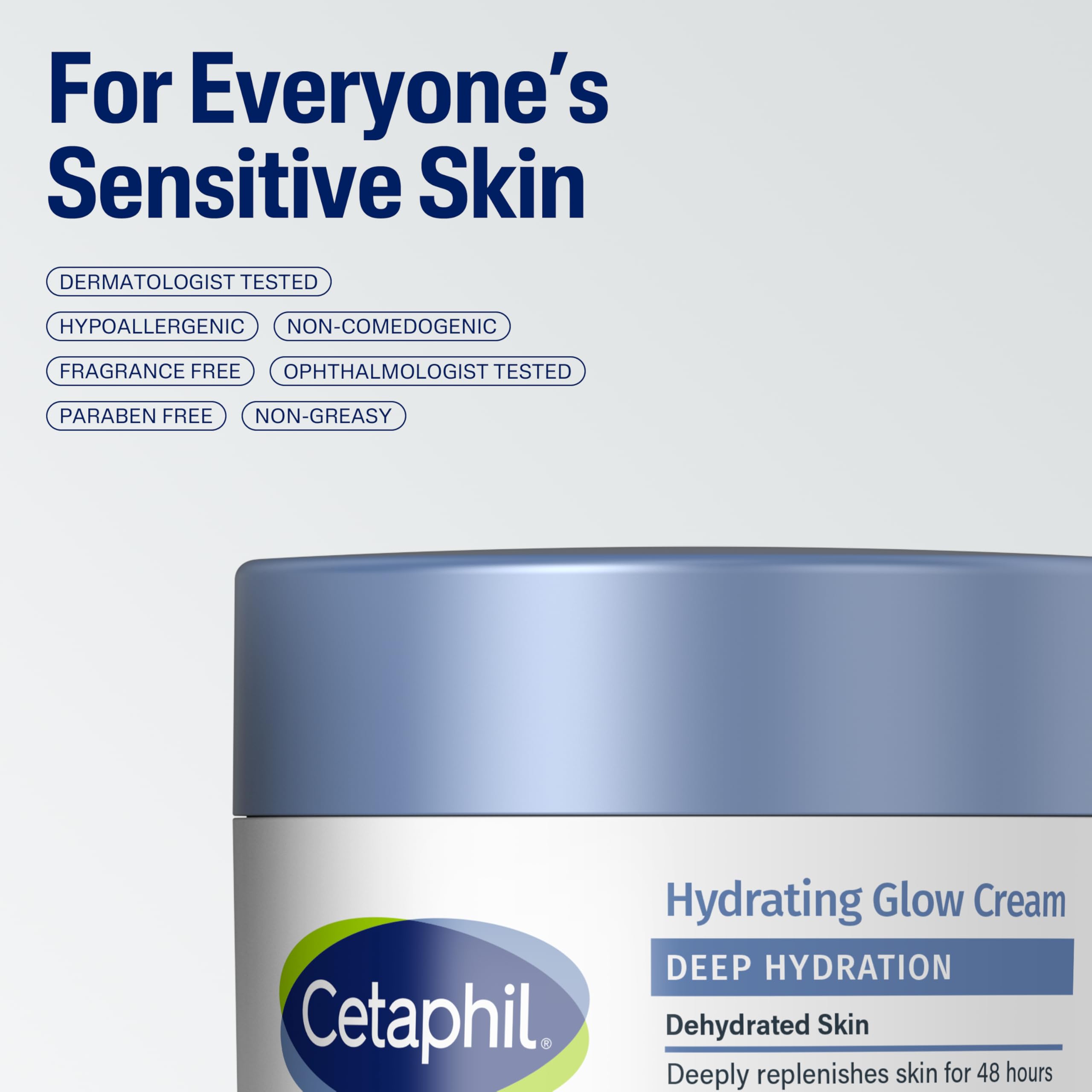 Cetaphil aplicación en rostro mostrando hidratación visible y acabado natural