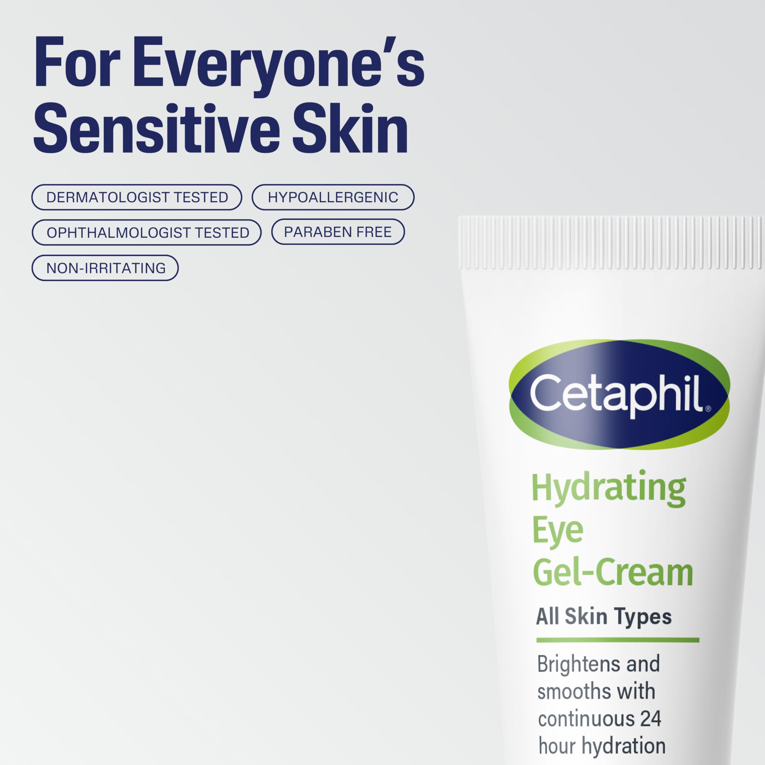 Cetaphil etiqueta que muestra vitaminas E y B3 para nutrición del contorno ocular
