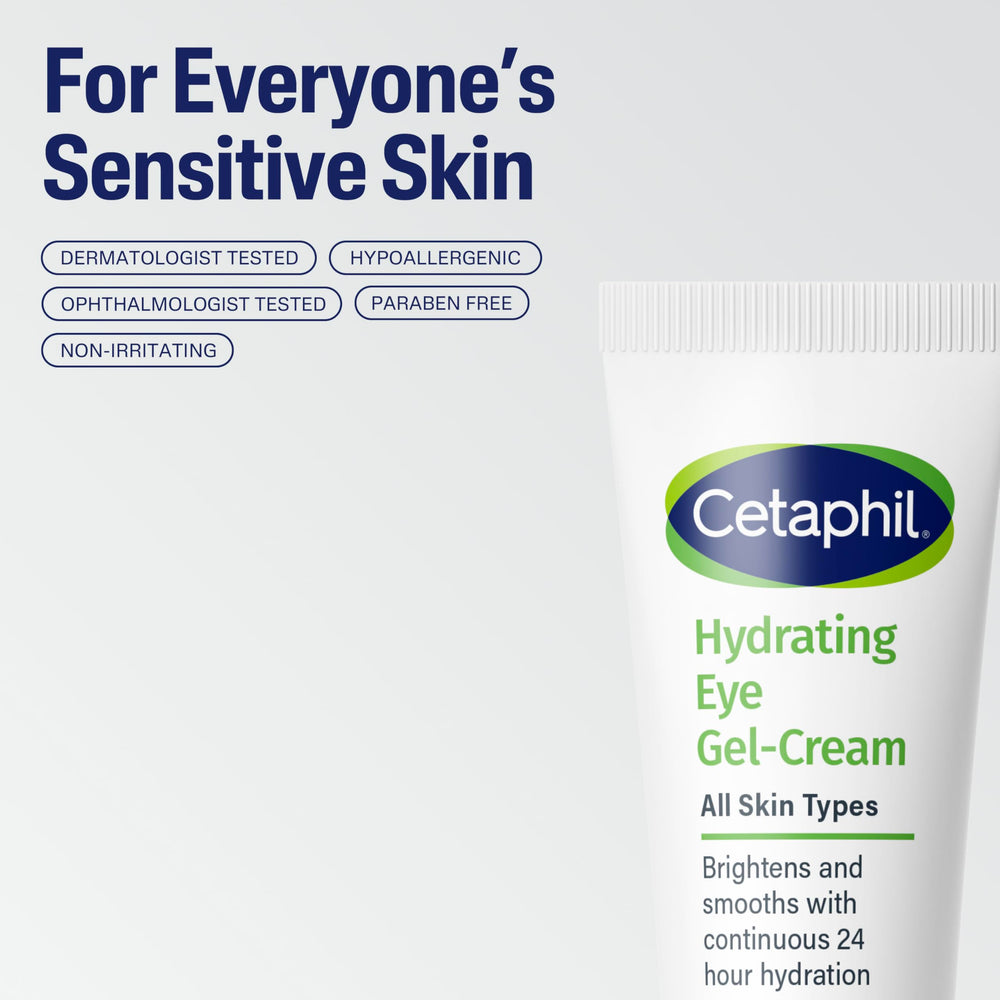 Cetaphil etiqueta que muestra vitaminas E y B3 para nutrición del contorno ocular