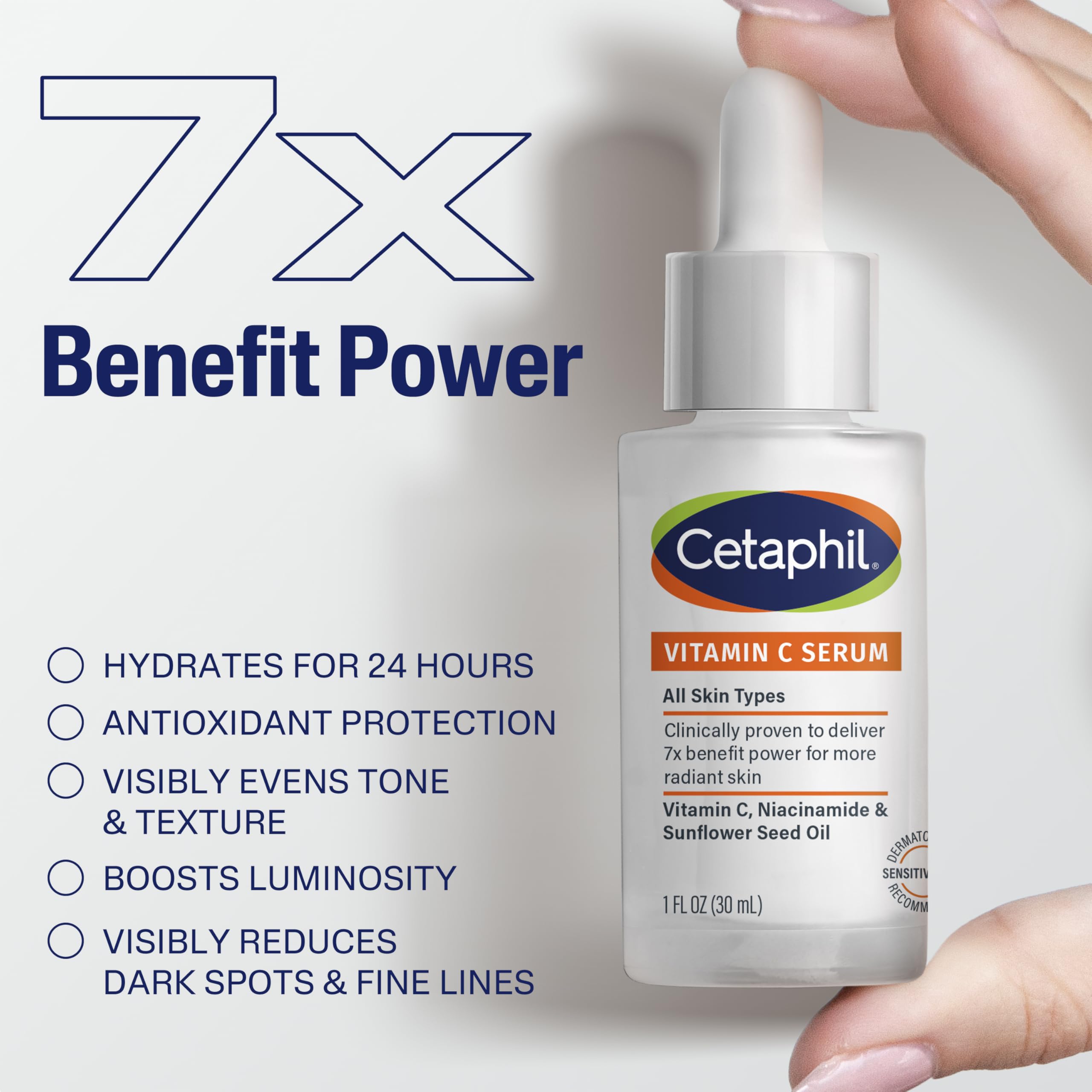 Cetaphil ingredientes clave vitamina C niacinamida y aceite de girasol beneficios