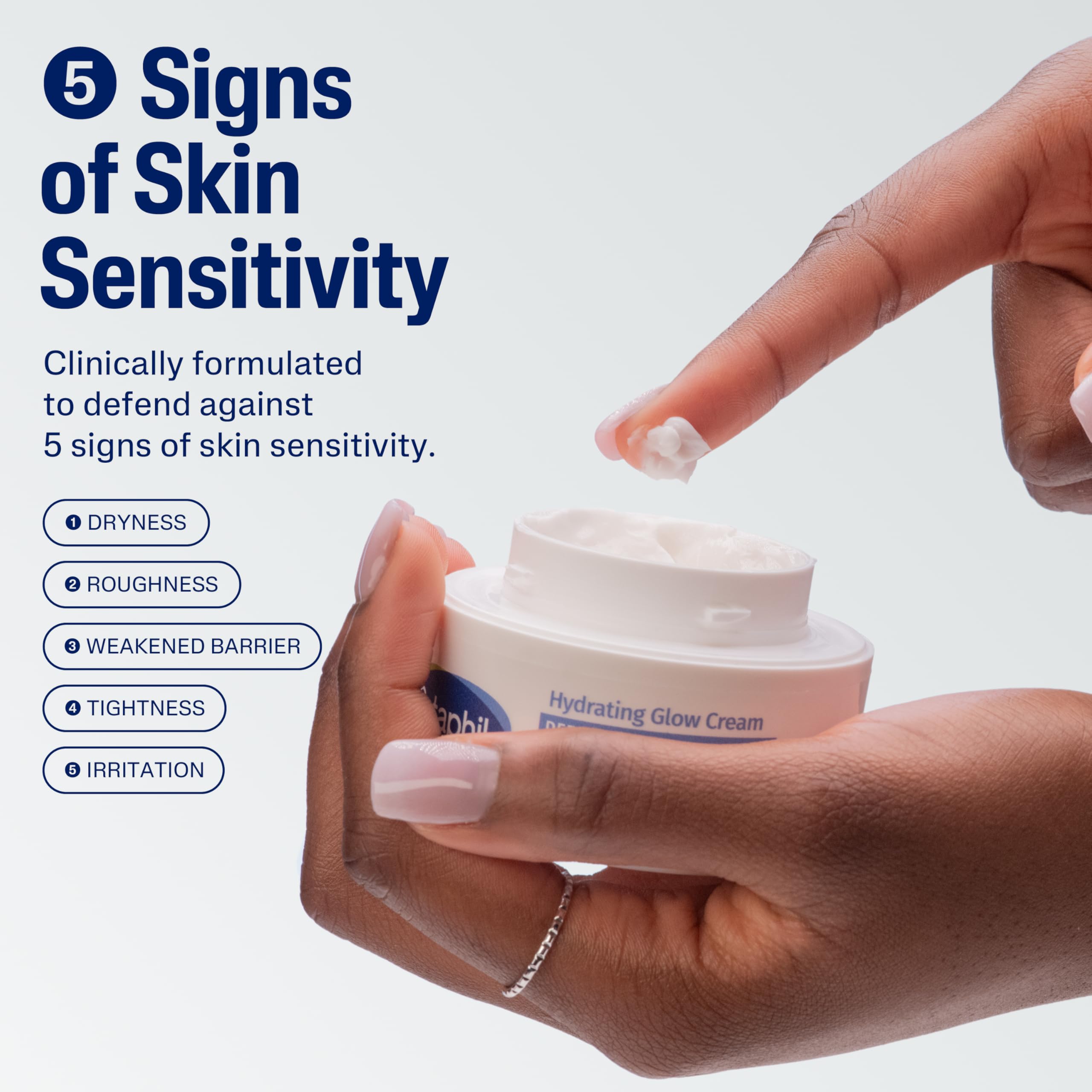 Cetaphil textura cremosa en primer plano para absorción ligera y no grasa