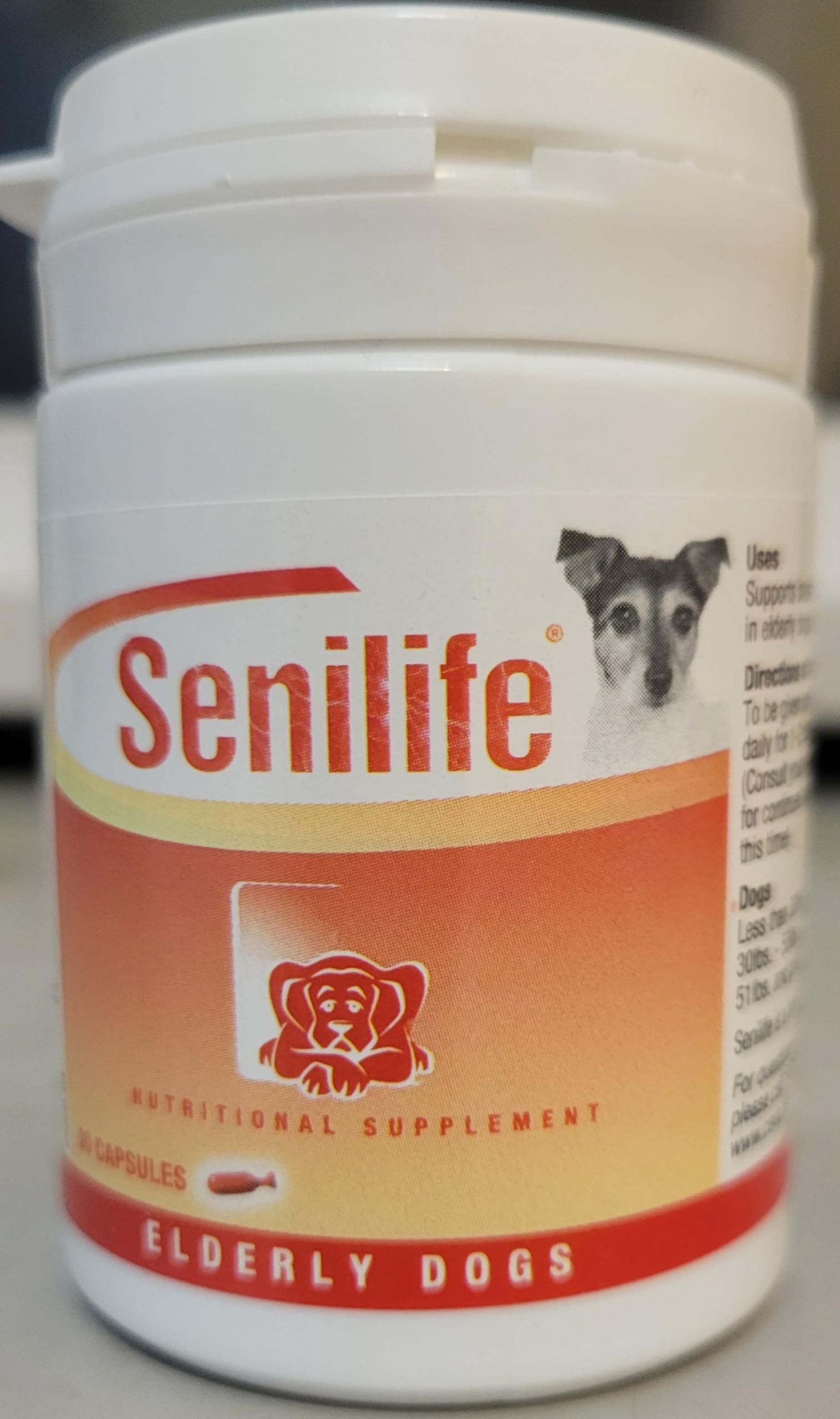 Ceva Senilife etiqueta con lista de ingredientes clave y concentraciones