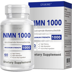 CFUKING frasco frontal de NMN 1000mg, visibilidad clara del envase y beneficio de protección