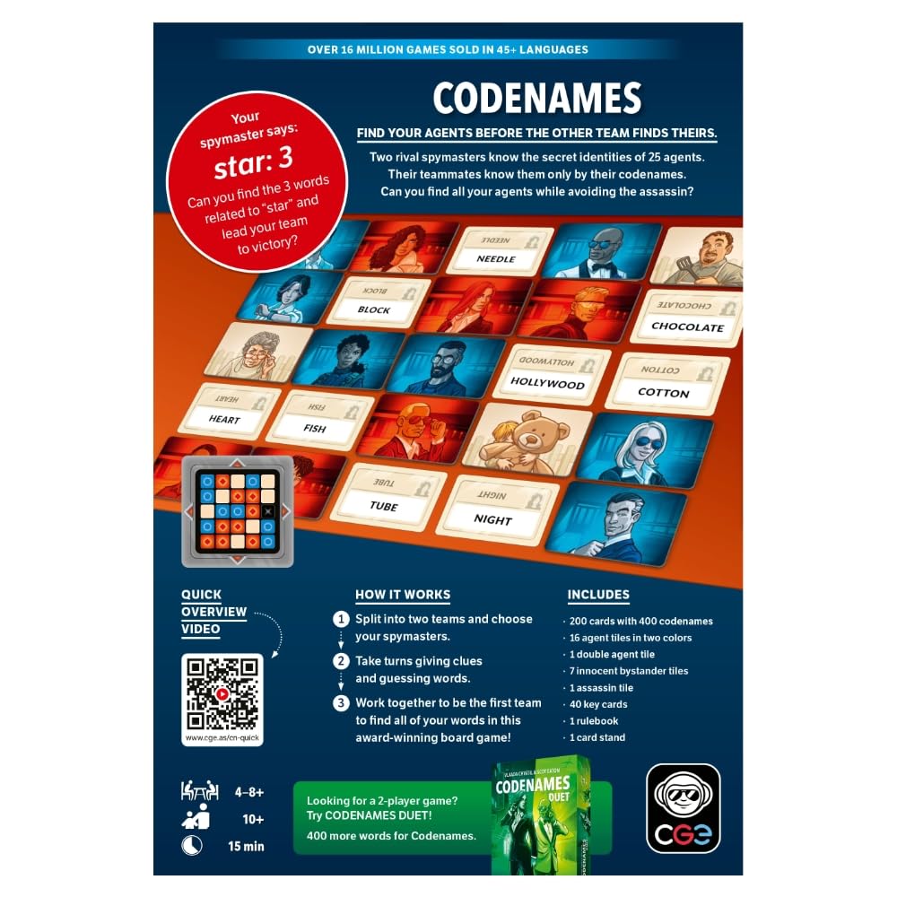 CGE Codenames detalle de carta con arte nuevo y tipografía legible
