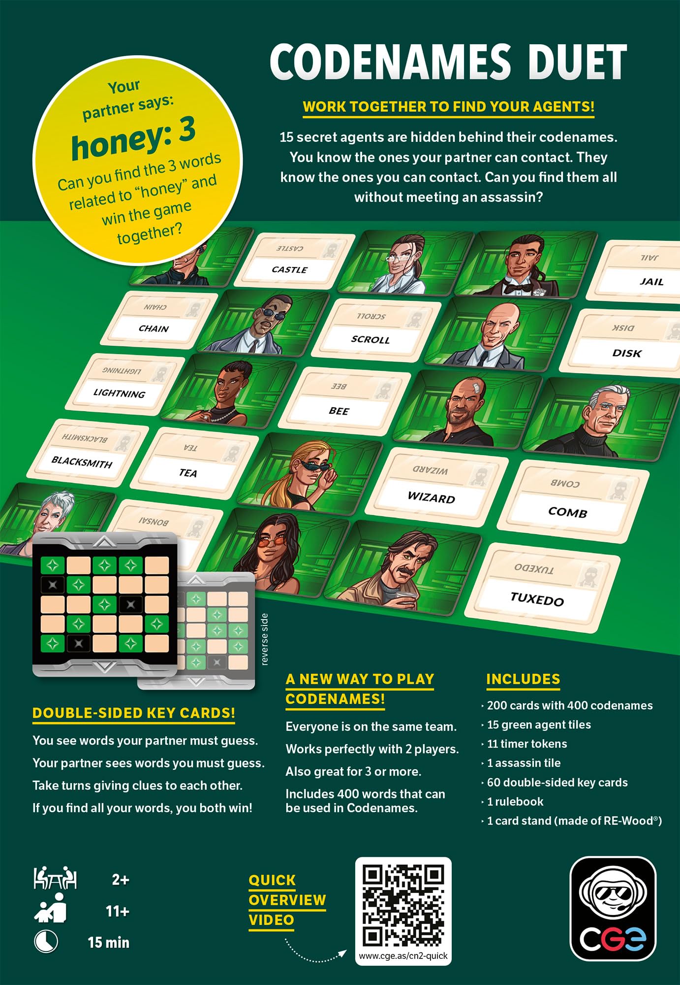 CGE Codenames Duet 2.ª edición pareja jugando y compartiendo pistas para mejorar cooperación