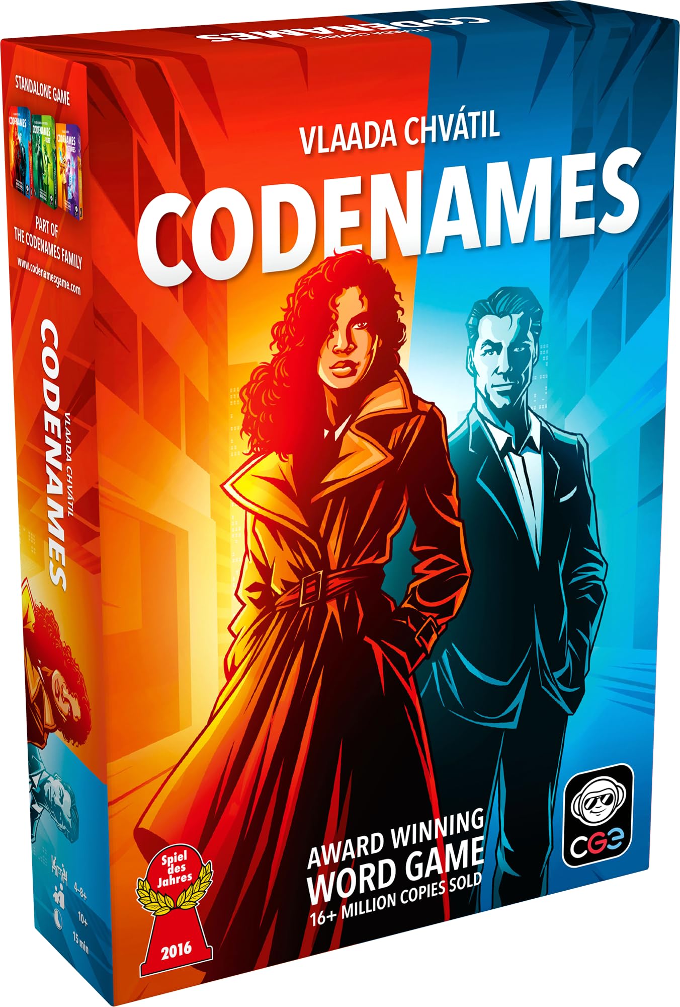 CGE Codenames caja frontal mostrando el diseño renovado y atractivo