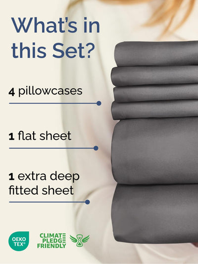 CGK Unlimited close-up of fitted sheet deep pocket showing secure elastic fit benefit