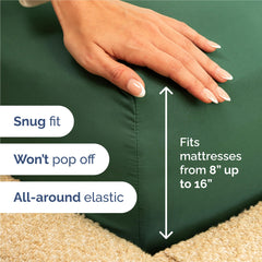 CGK Unlimited fitted sheet pocket and elastic showing secure deep-pocket fit
