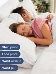 CGK Unlimited oversized pillowcases stacked illustrating extra-length comfort