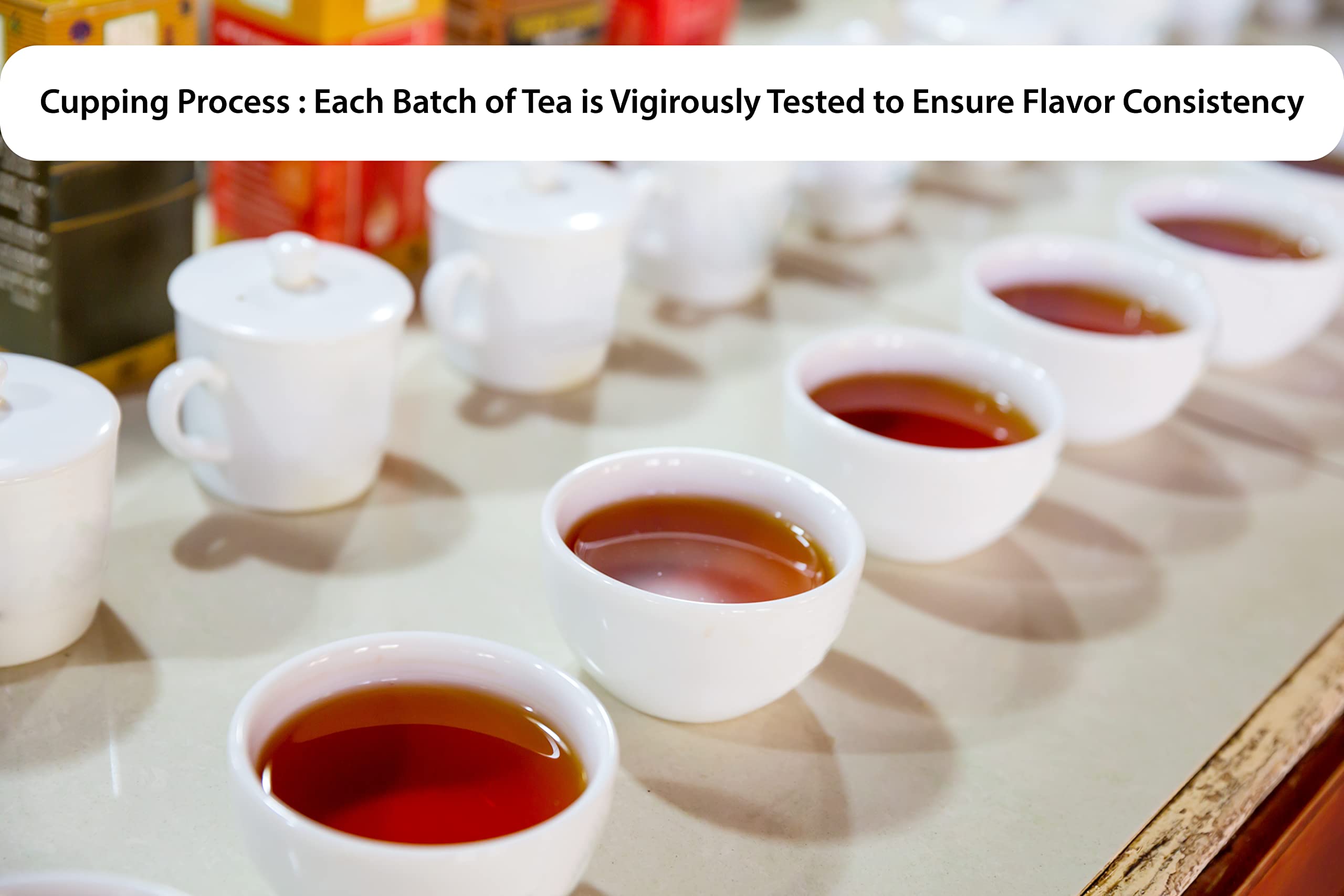 Cha4TEA etiquetas de sabores en primer plano, variedad identificable