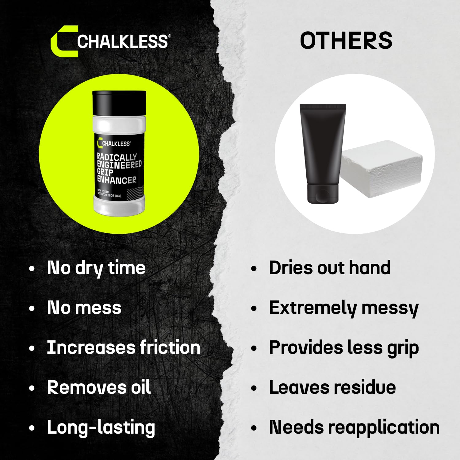 Chalkless on studio shelf showing gym-friendly, mess-free benefit
