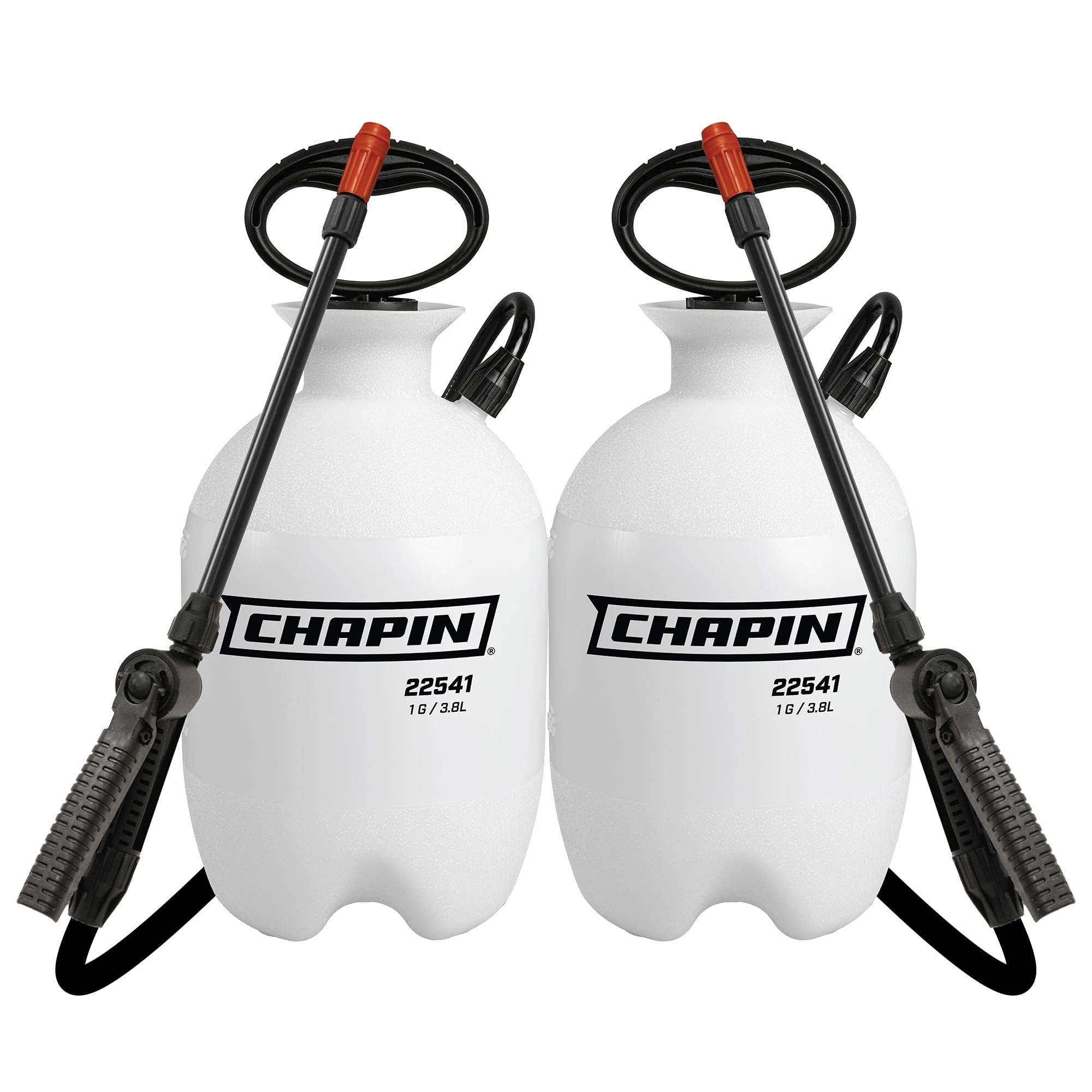 CHAPIN front view of two 1-gallon sprayers showing compact storage and value pack benefit