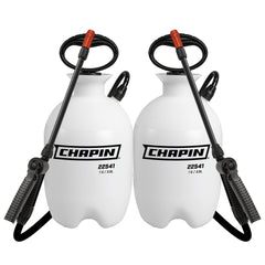 CHAPIN front view of two 1-gallon sprayers showing compact storage and value pack benefit