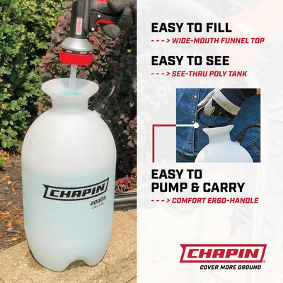 CHAPIN funnel-top fill opening reducing splashes and simplifying refills