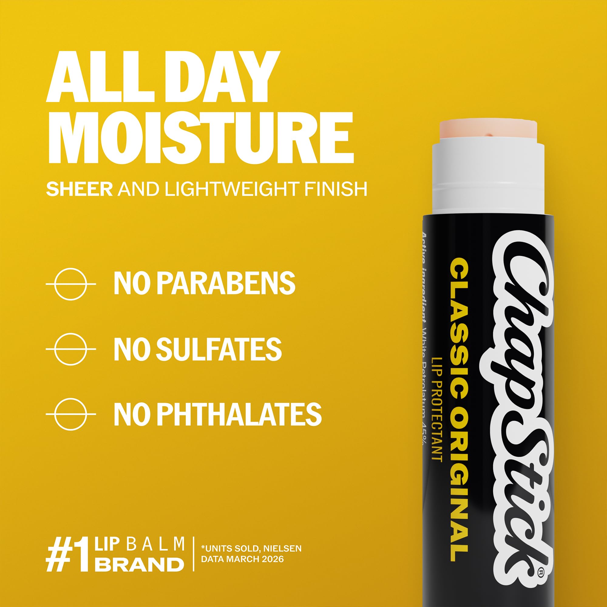 ChapStick barra abierta aplicándose en labios para hidratación rápida