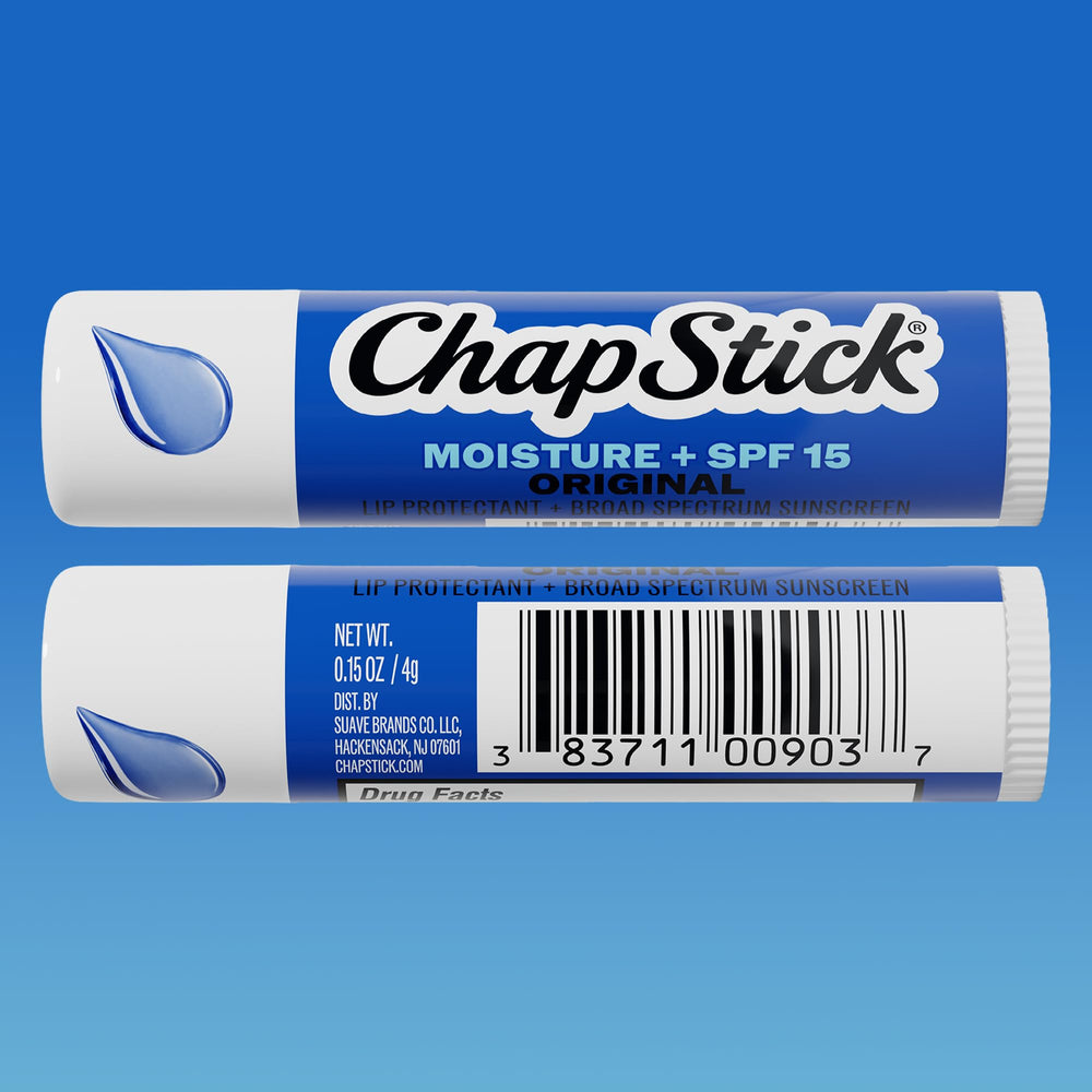 ChapStick primer plano de ingredientes aloe y vitamina E que aportan suavidad