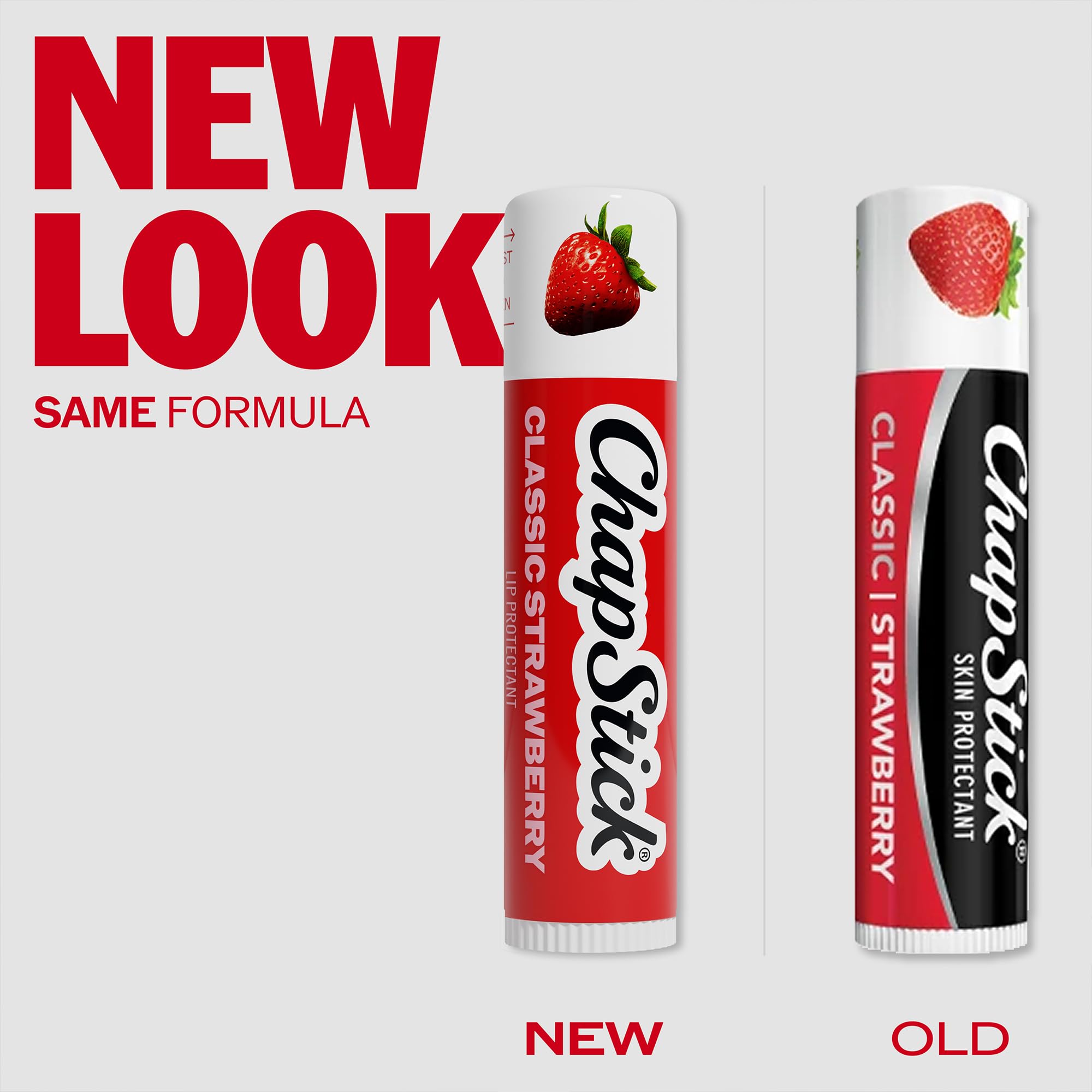 Pack de 12 ChapStick Classic Strawberry apilados listos para uso diario y ahorro