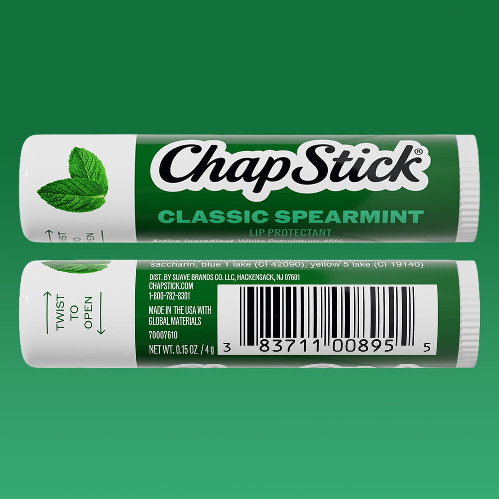 ChapStick spearmint on a winter hike showing protection from cold